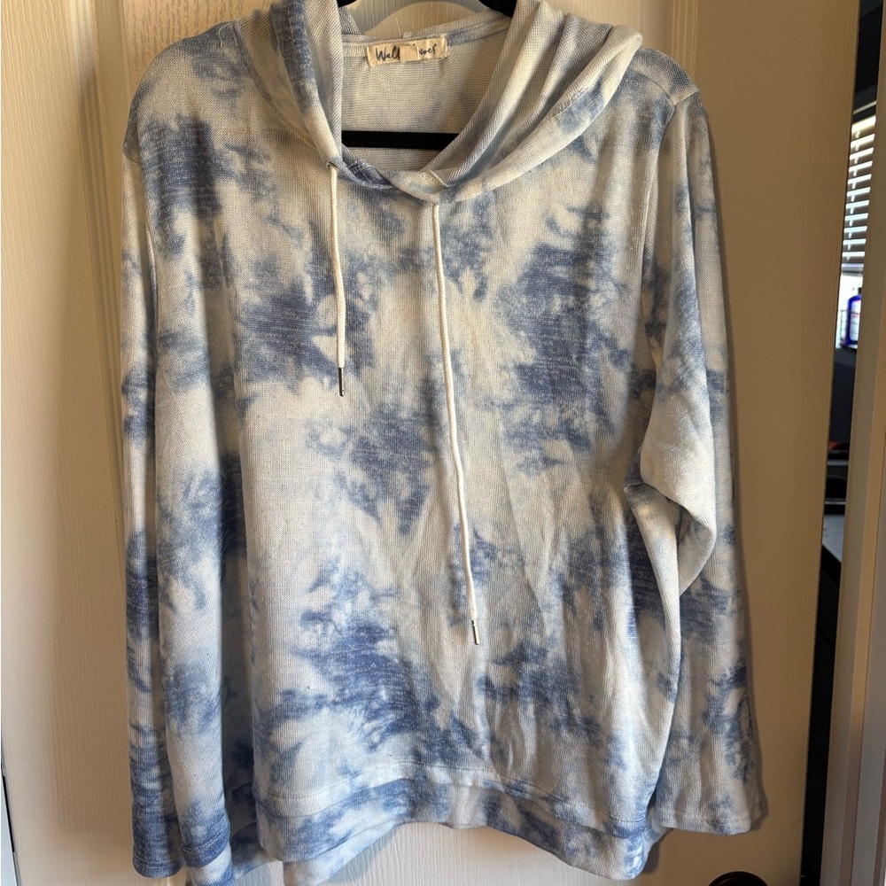 Wild Fable Blue and White Tie-Dye Pullover